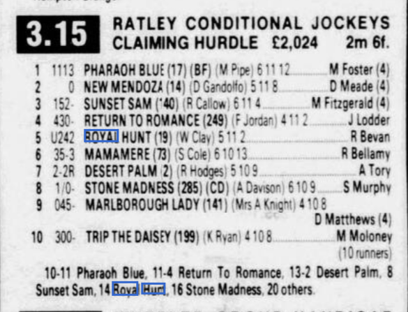 Ratley Conditional Jockeys Claiming Hurdle