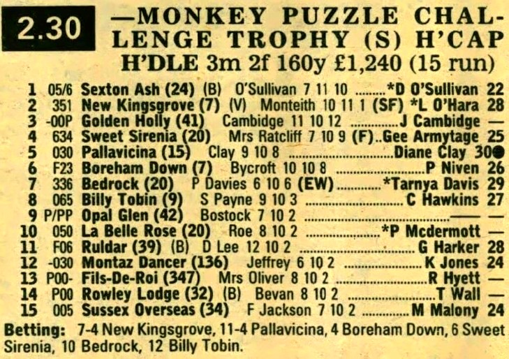Monkey Puzzle Challenge Trophy Selling Handicap Hurdle